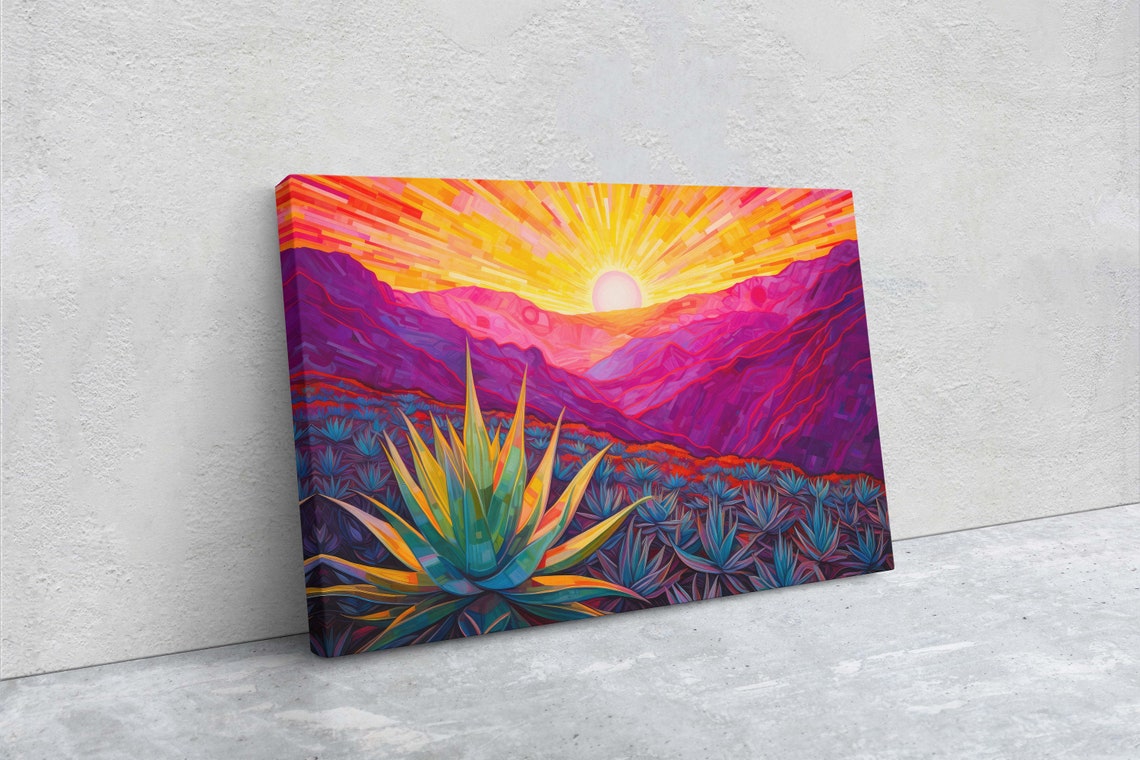 Desert Painting Southwestern Agave Art Framed Large Print Landscape Painting - Image 2