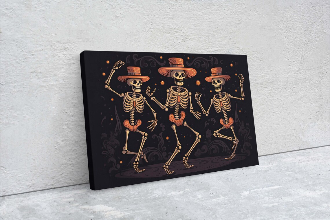 Dancing Skeletons, Halloween Day of the Dead Art Print - Image 2