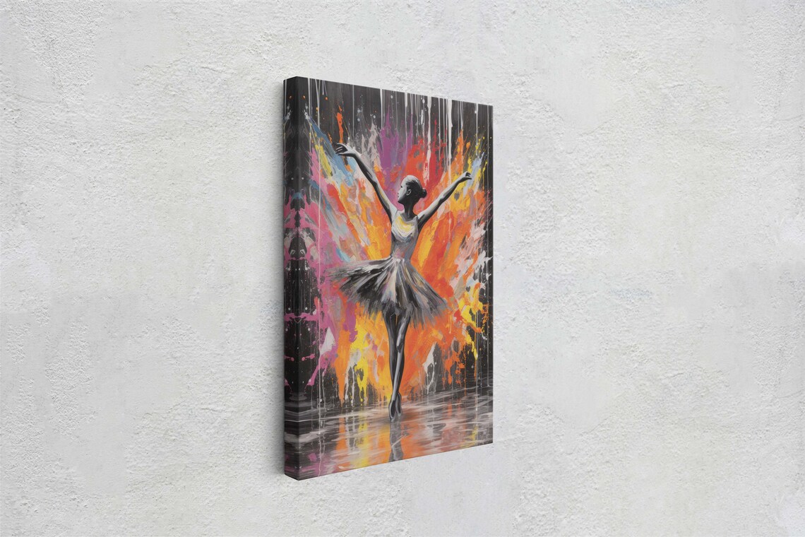Ballerina Dancer Black Tutu Colorful Graffiti Paint Splash Modern Art Poster - Image 3