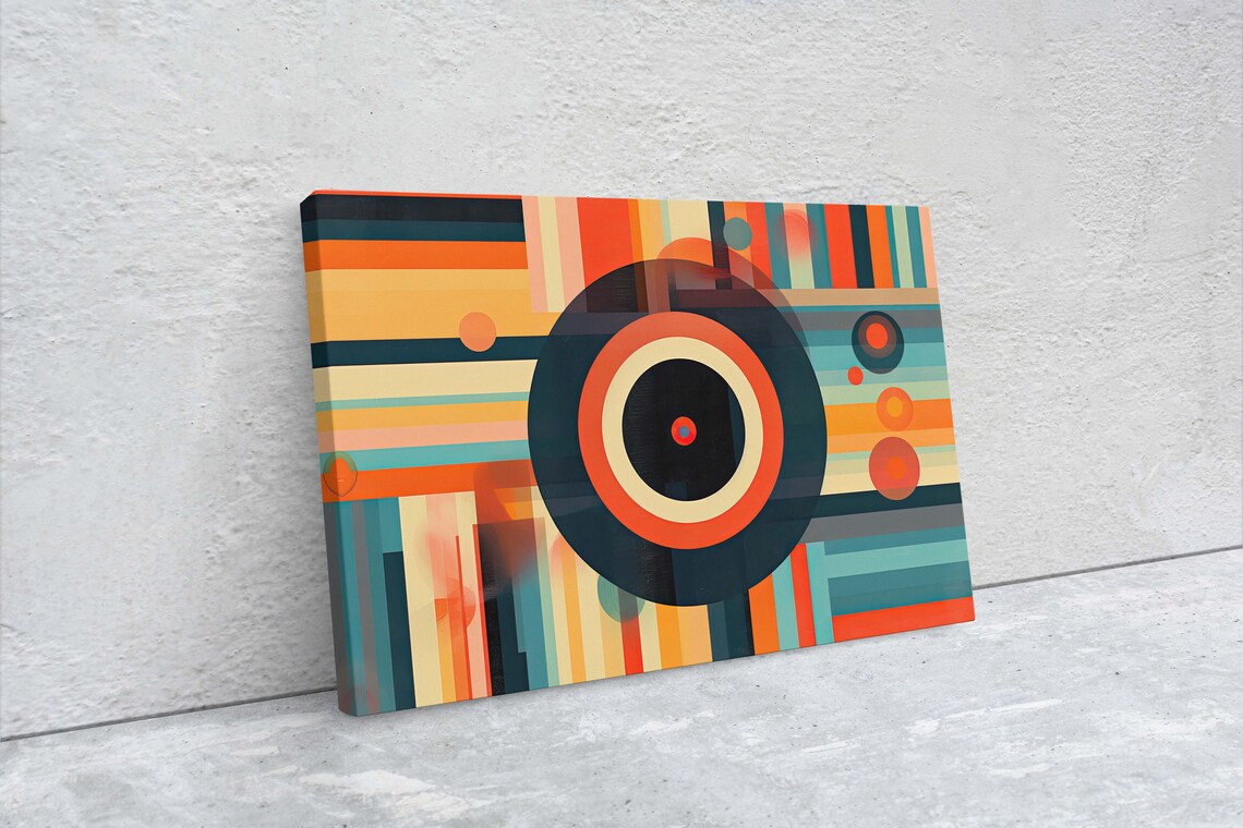 Mid Century Modern Vinyl Record Abstract Retro Music Art Poster - Image 2