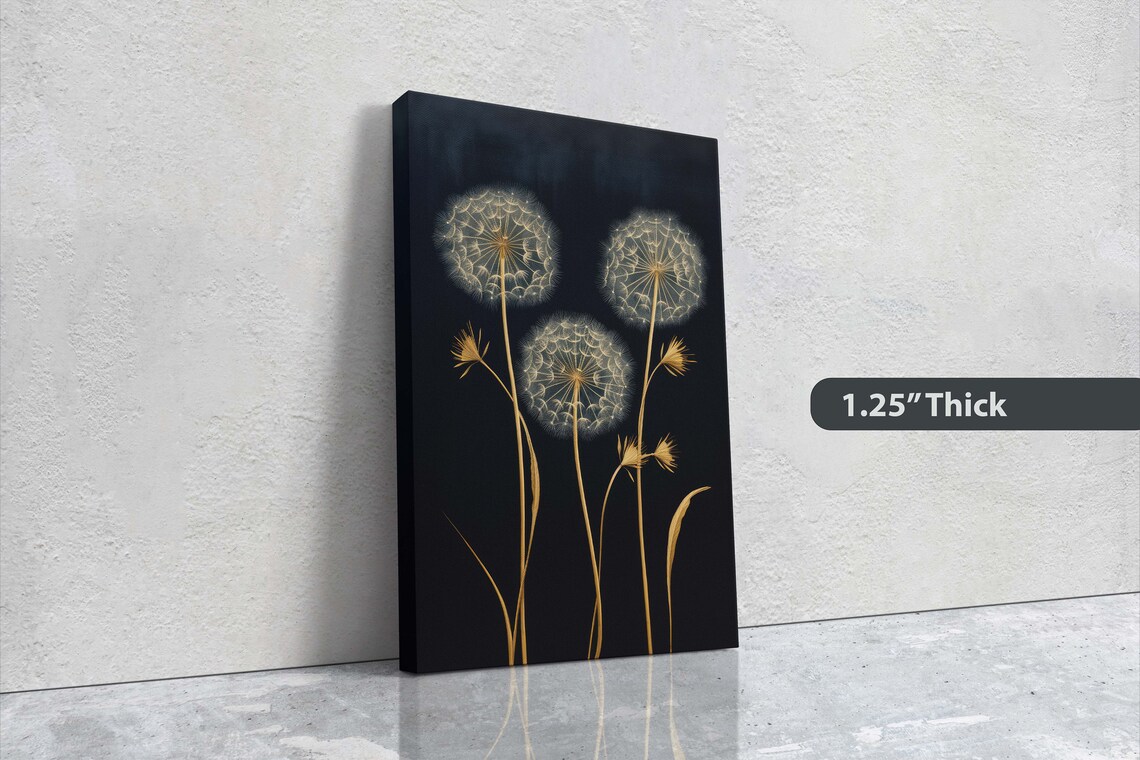 Dandelions Painting, Black and Gold Art Print - Image 3