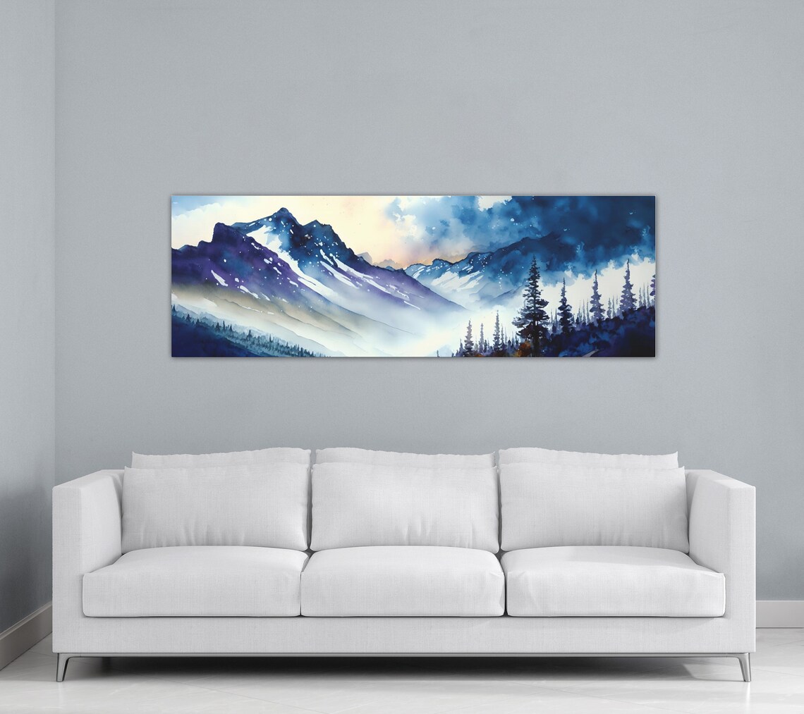 Mountain Side Landscape Watercolor Art Print