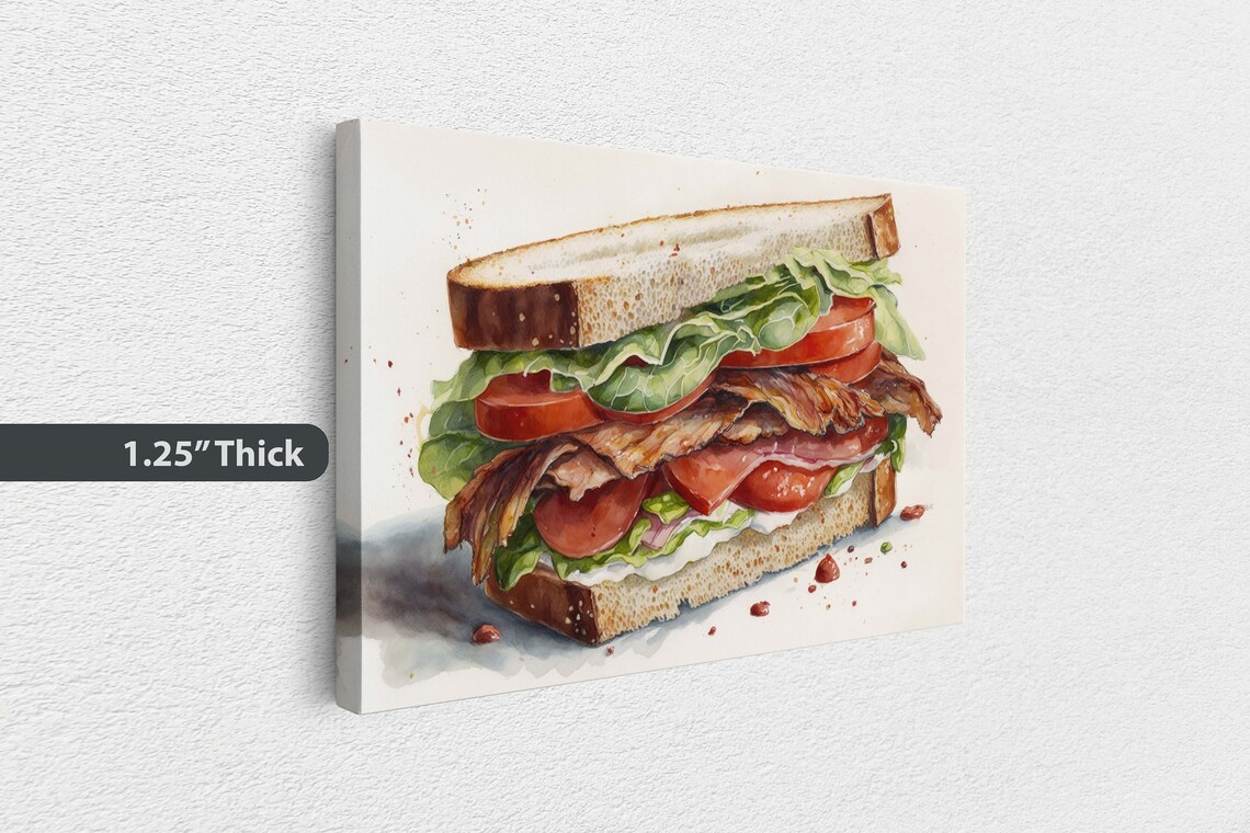 Watercolor BLT Sandwich Kitchen Wall Art Print - Image 3