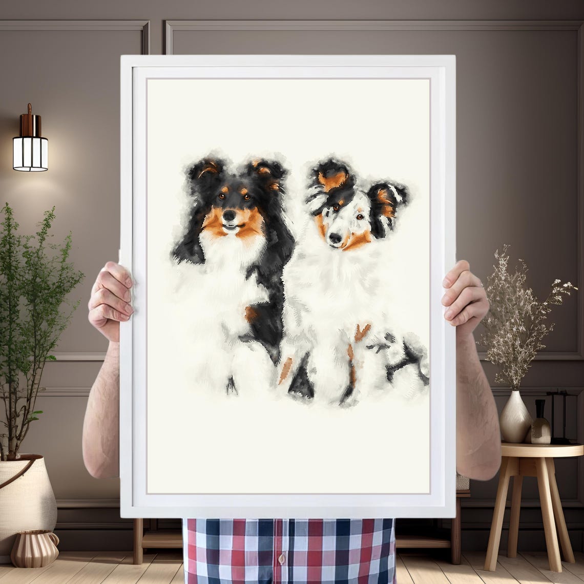 Hand Painted Dog Hand Drawn Dog Framed Dog Portrait Original Dog Portrait From Photo Custom Pet Painting Watercolor Dog Portrait Framed - Image 4