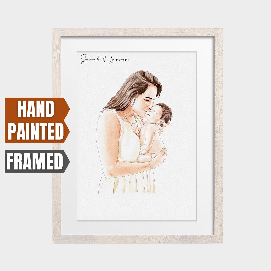 Hand Painted Portrait Mother And Daughter Portrait From Photo Watercolor Painting Custom Mother Daughter Print Mother And Baby Portrait