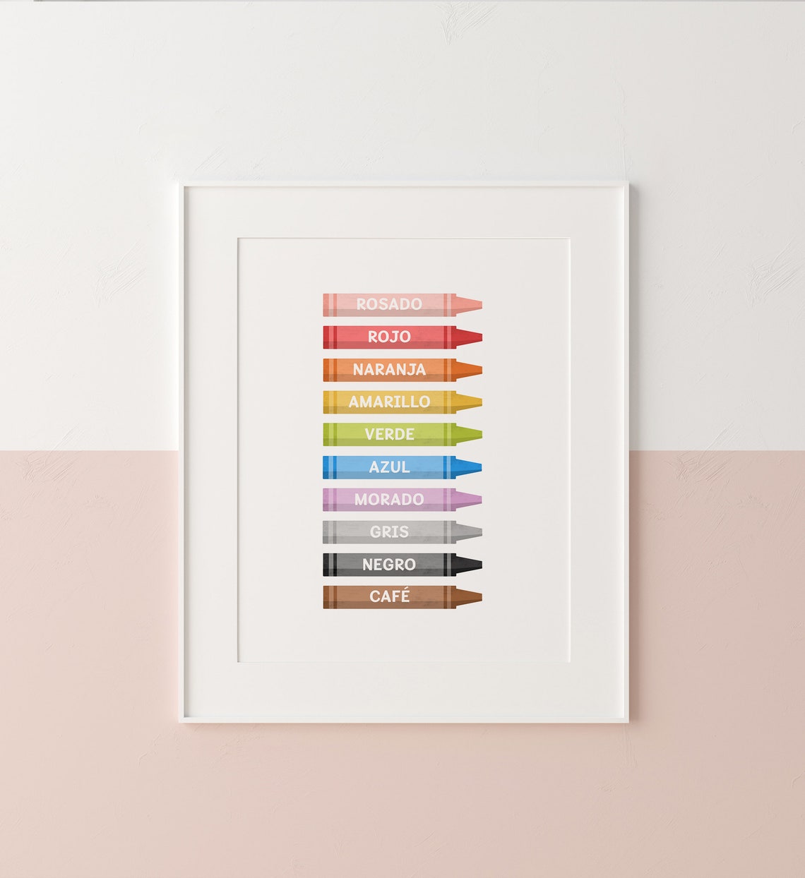 Spanish Colors Crayons Kids Educational Nursery Learning Poster