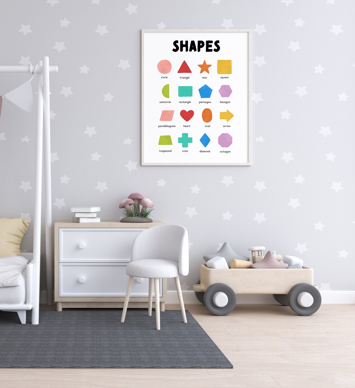Rainbow Geometric Shapes Nursery Art Print - Image 4