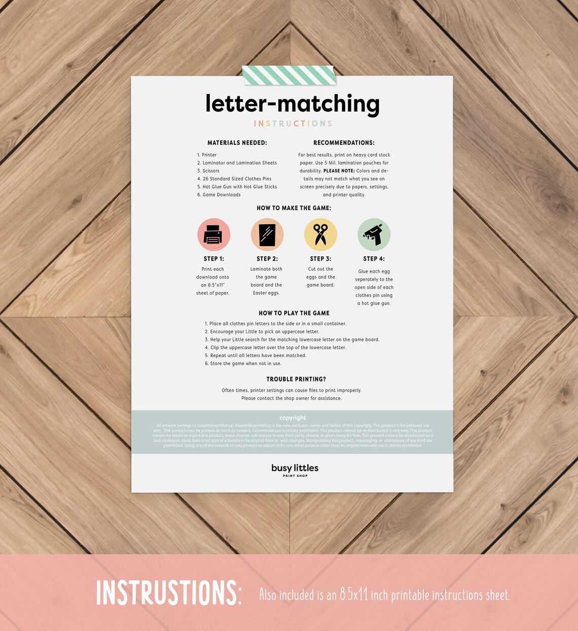 Easter Activity Letter Matching Game Art Print - Image 3