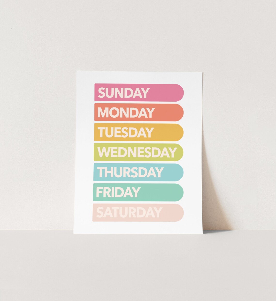 Days Of The Week Educational Pastel Color Kids Learning Poster - Image 2