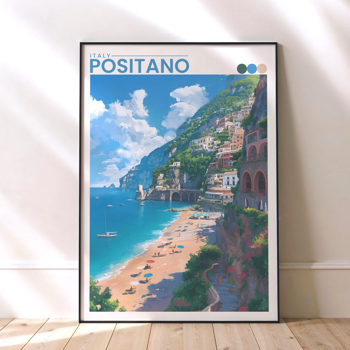 Positano Travel Poster Amalfi Coast Italian Wall Art Print