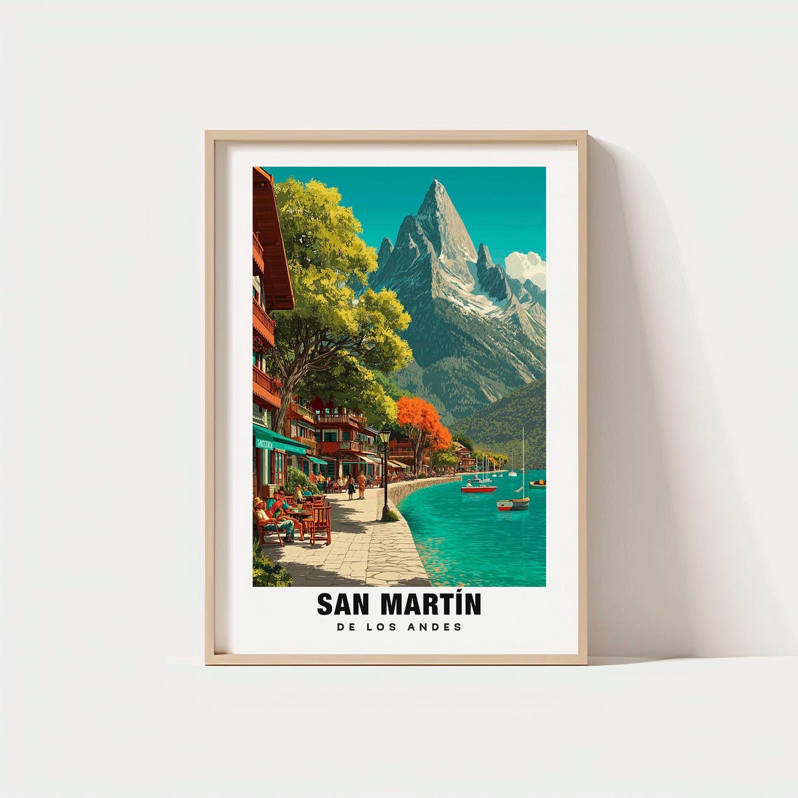 San Martín de los Andes Lake Mountains Argentina Travel Poster