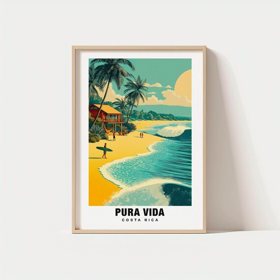Pura Vida Print Costa Rica Poster Travel Art Tropical Scene Nature Escape Scenic Views Coastal Charm Outdoor Decorparadise Wall