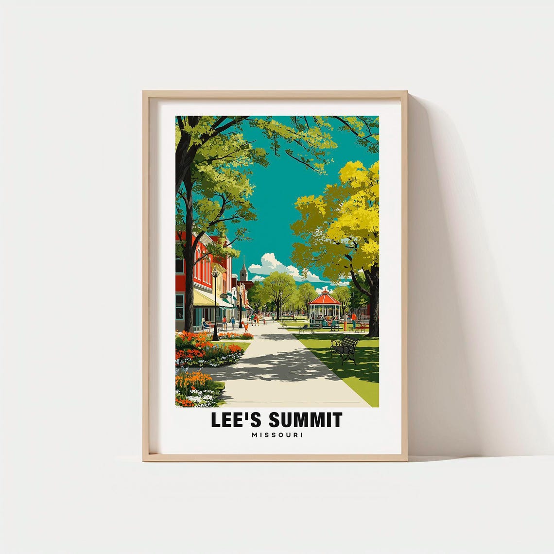 Lees Summit Print Missouri Poster City Views Travel Art Scenic Beauty Historic Charm Urban Escape Local Culture Treelined Streets