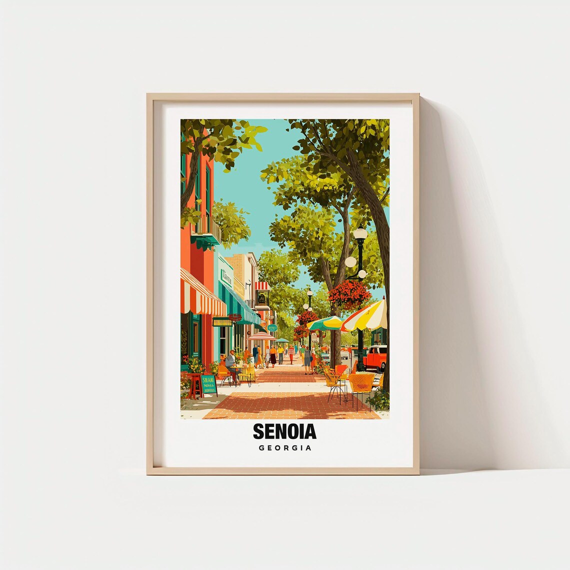 Senoia Georgia Brick Main Street Cafes Vintage Travel Poster
