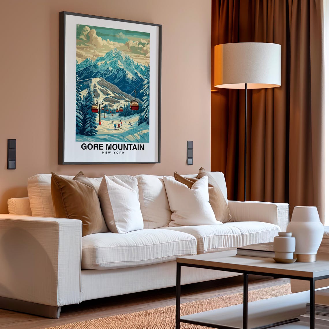 Adirondack Mountains Print Usa Poster Travel Wall Art Ski Print Scenic Art Mountain Decor Winter Sports Print Travel Poster - Image 4