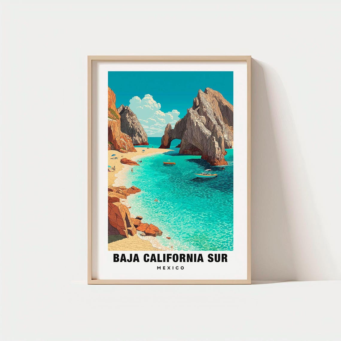 Baja California Sur Mexico Coastal Rock Arch Beach Vacation Poster