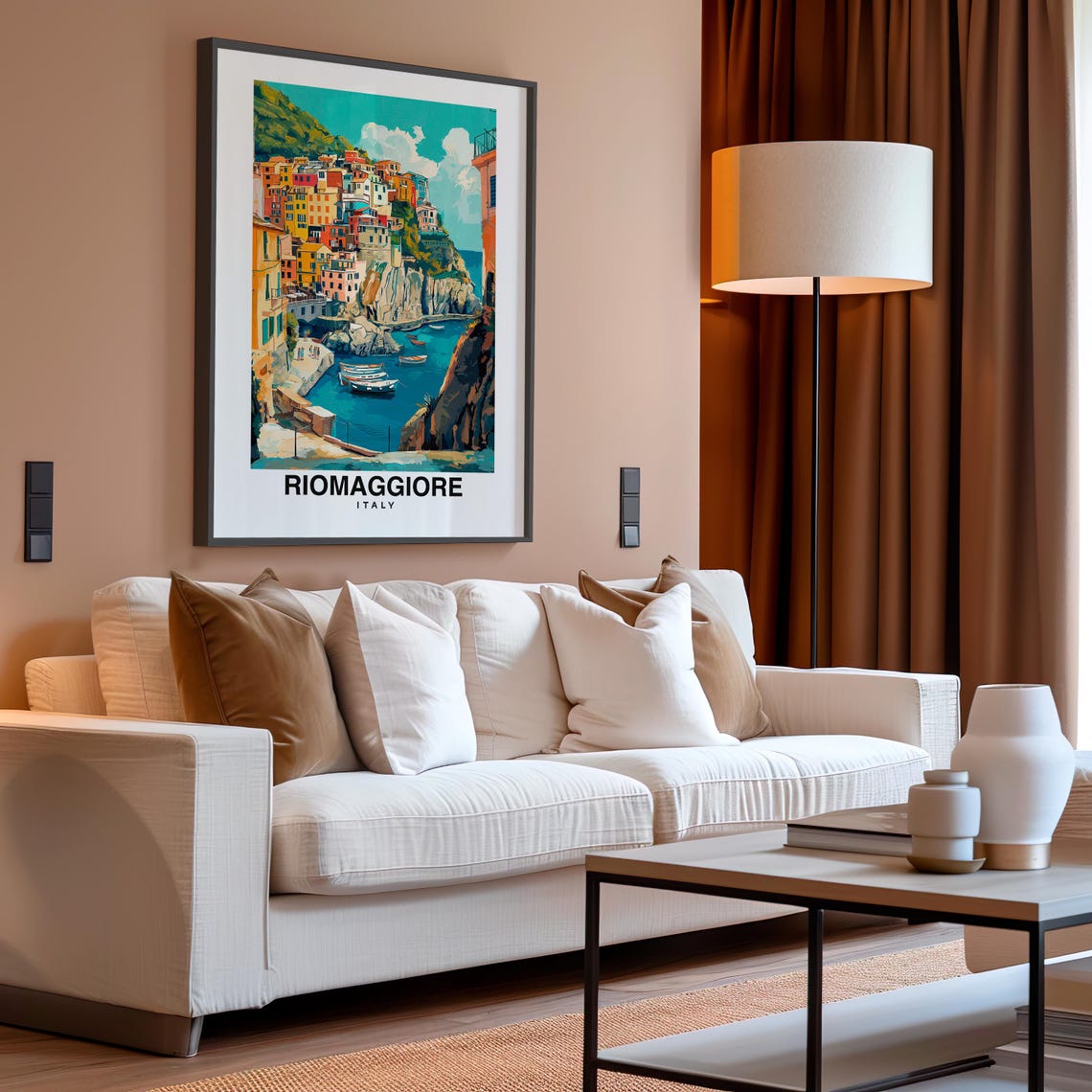 Riomaggiore Print Travel Poster Italian Art Cinque Terre Coastal Views Colorful Houses Scenic Landscapes Historic Village - Image 4
