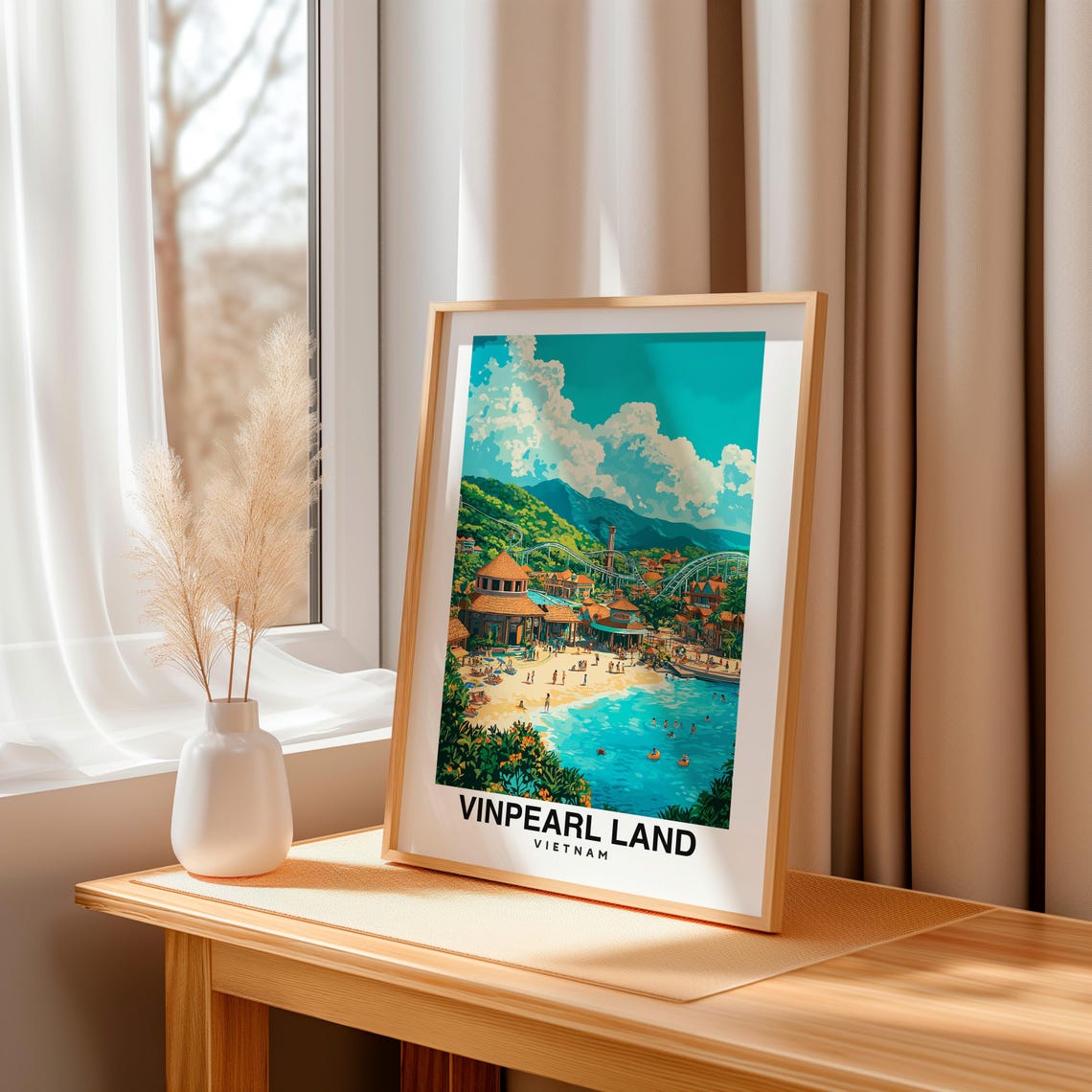 Vinpearl Land Print Vietnam Poster Travel Wall Art Coastal Print Scenic Art Island View Tropical Decor Southeast Asia Travel Poster - Image 3