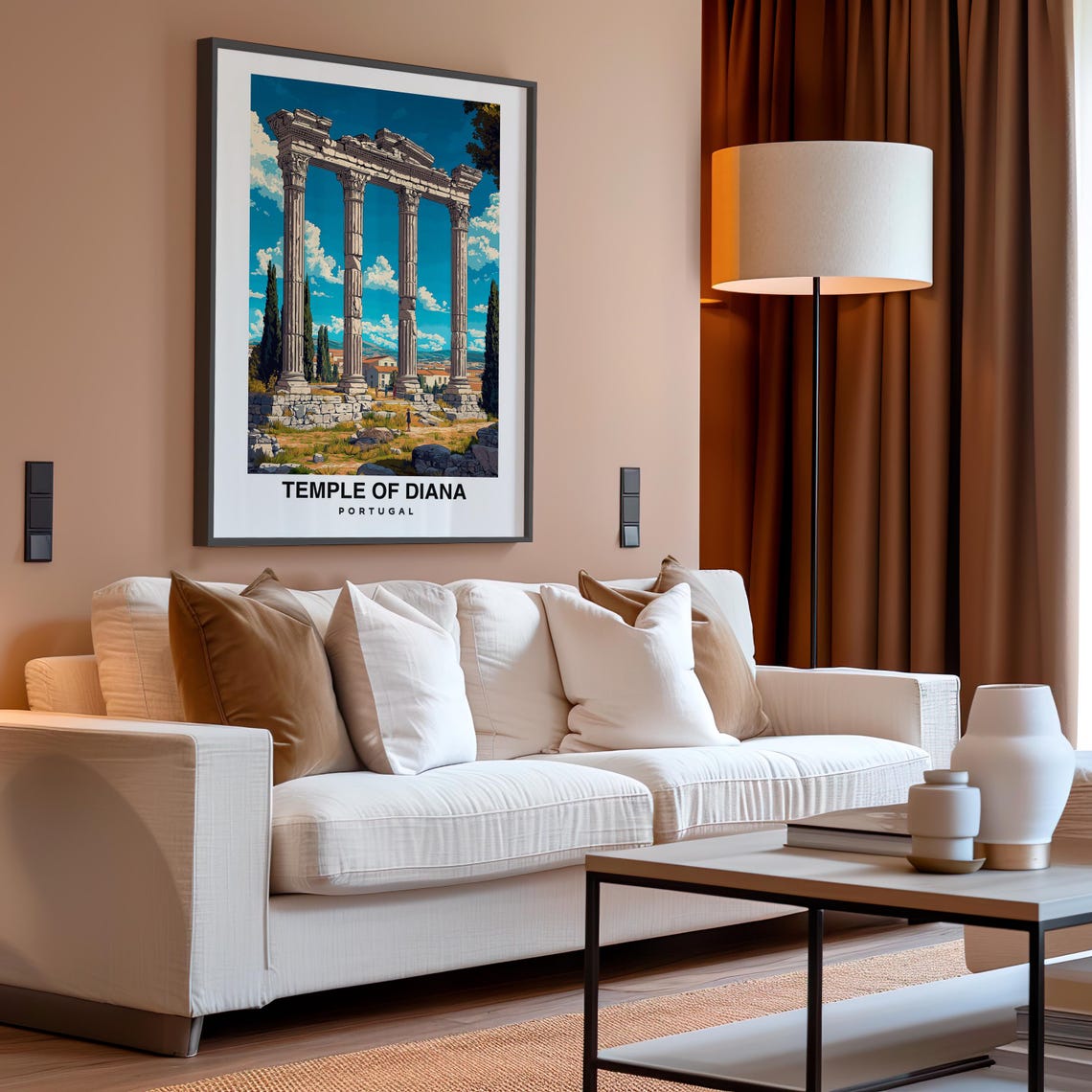 Temple Of Diana Print Portugal Poster Travel Wall Art Historic Print Scenic View Roman Ruins Ancient Landmark Vora Decor - Image 4