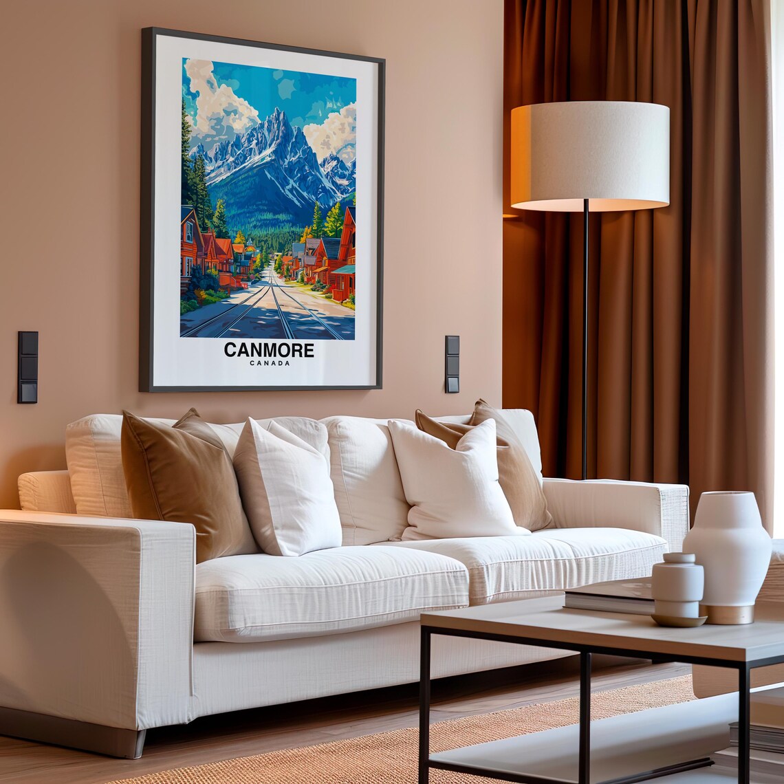 Canmore Print Travel Poster Canadian Art Scenic Mountains Outdoor Adventure Rocky Mountain Views Vibrant Town Nature Beauty Alberta - Image 4