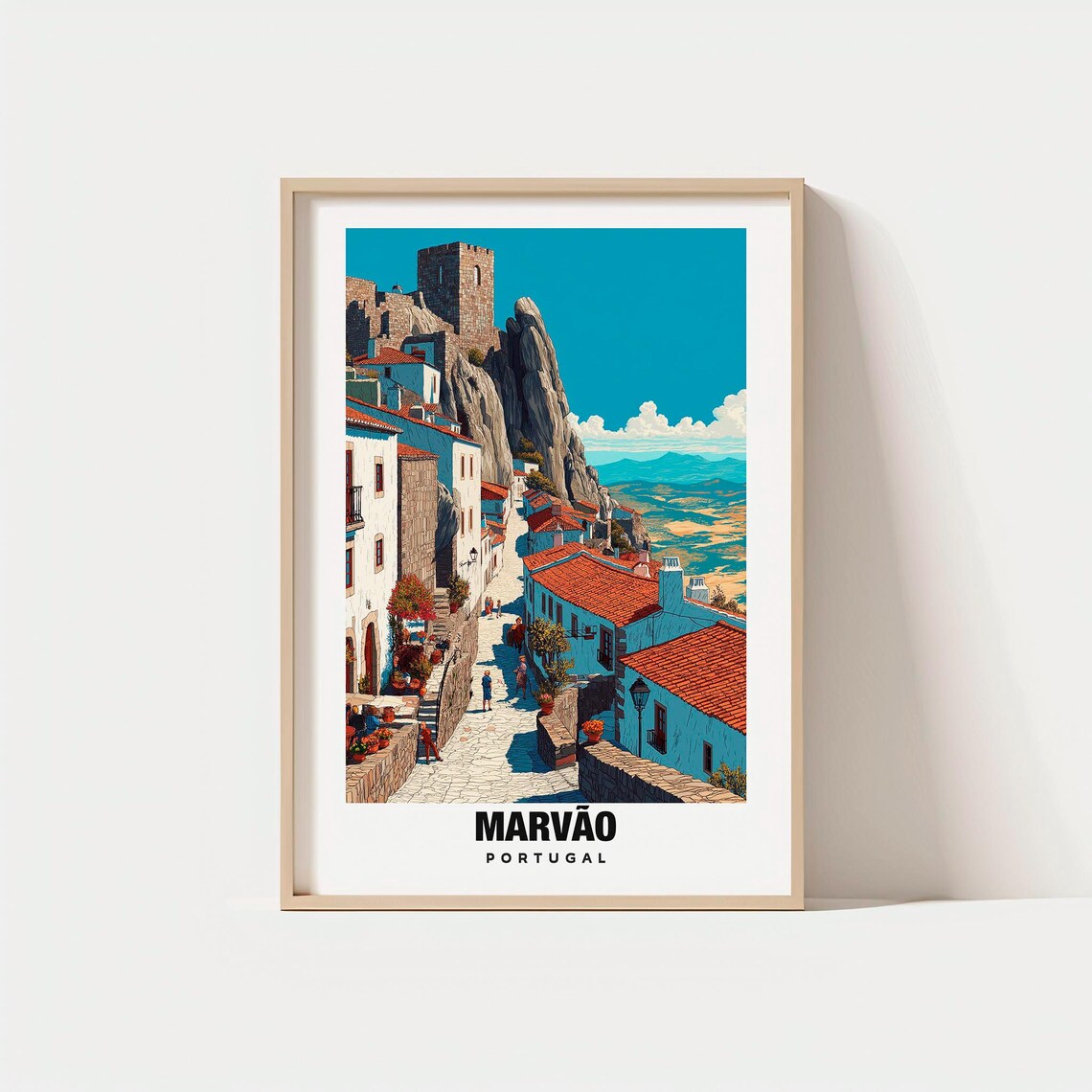 Portugal Travel Poster, Historic Mountain Heritage