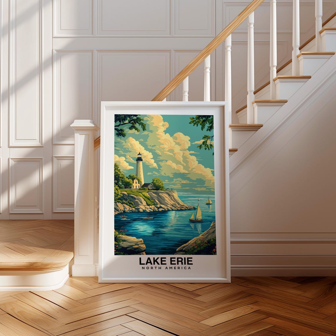 Lake Erie Poster Usa Usa Print Lake Erie Travel Gift Lake Erie Birthday Gift Wedding Gift Usa Great Lakes
