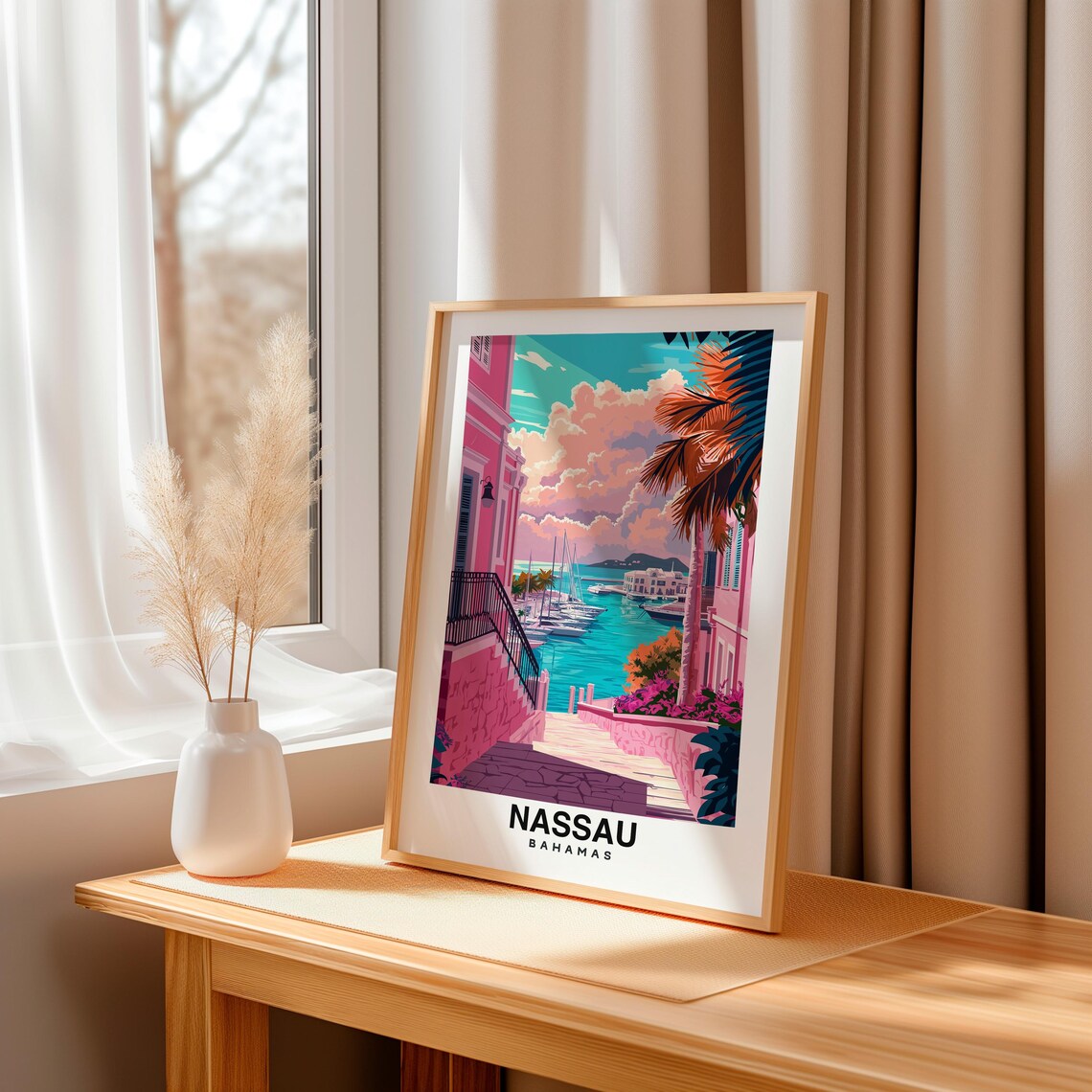 Nassau Travel Print Nassau Bahamas Travel Gift City Poster Wedding Gift Birthday Present Bahamas Culture - Image 3