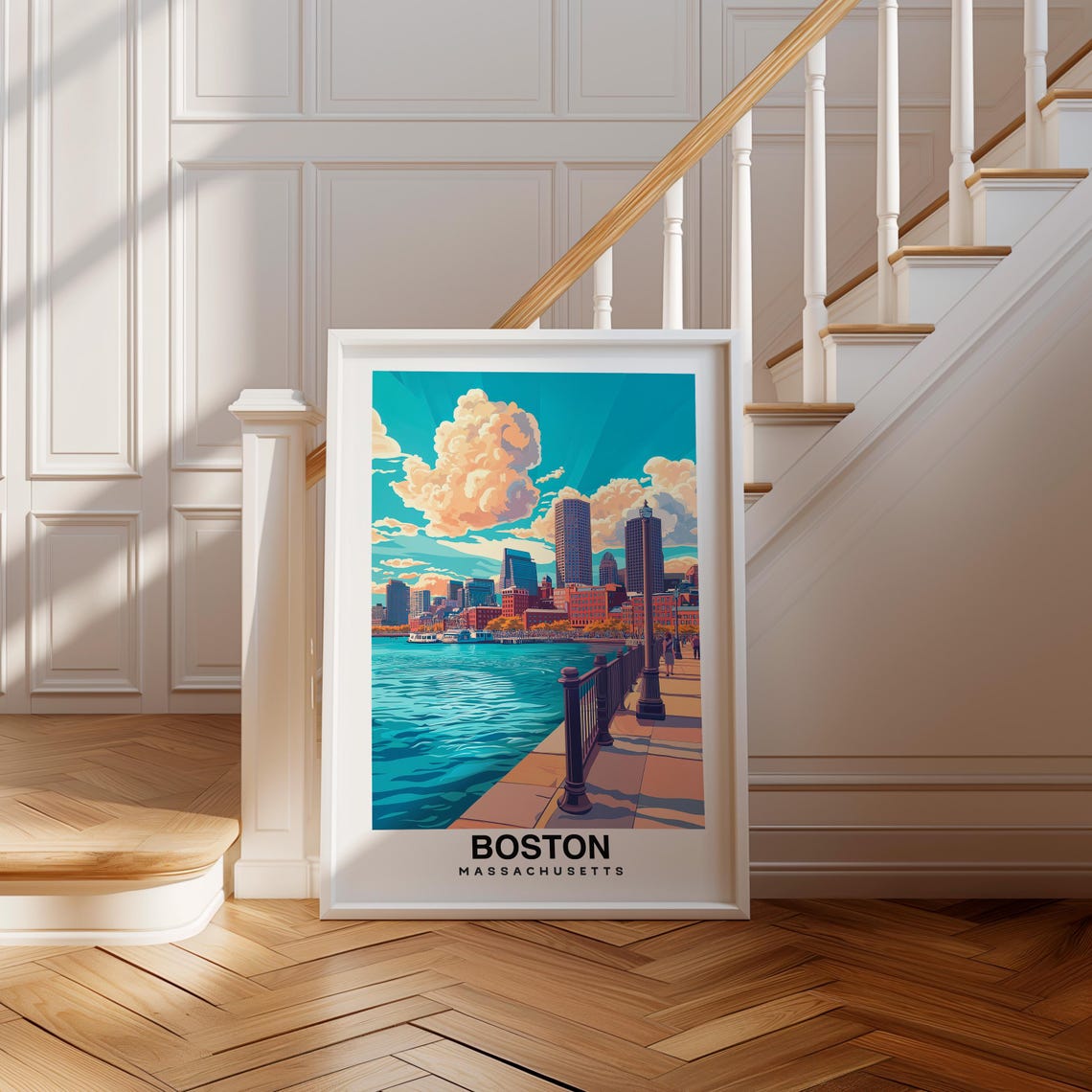 Boston Print Usa Poster Travel Wall Art Cityscape Print Massachusetts Poster Historic Art Urban Decor Scenic Print Travel Poster