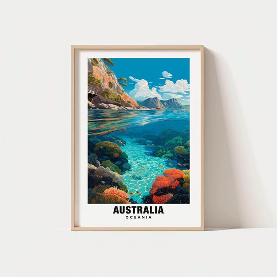 Australia Print Poster Views Beaches Wildlife Charm Beauty
