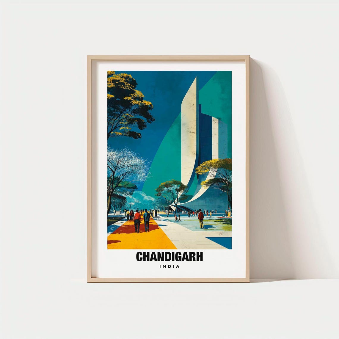 Chandigarh India Modernist Open Hand Monument Plaza Travel Poster