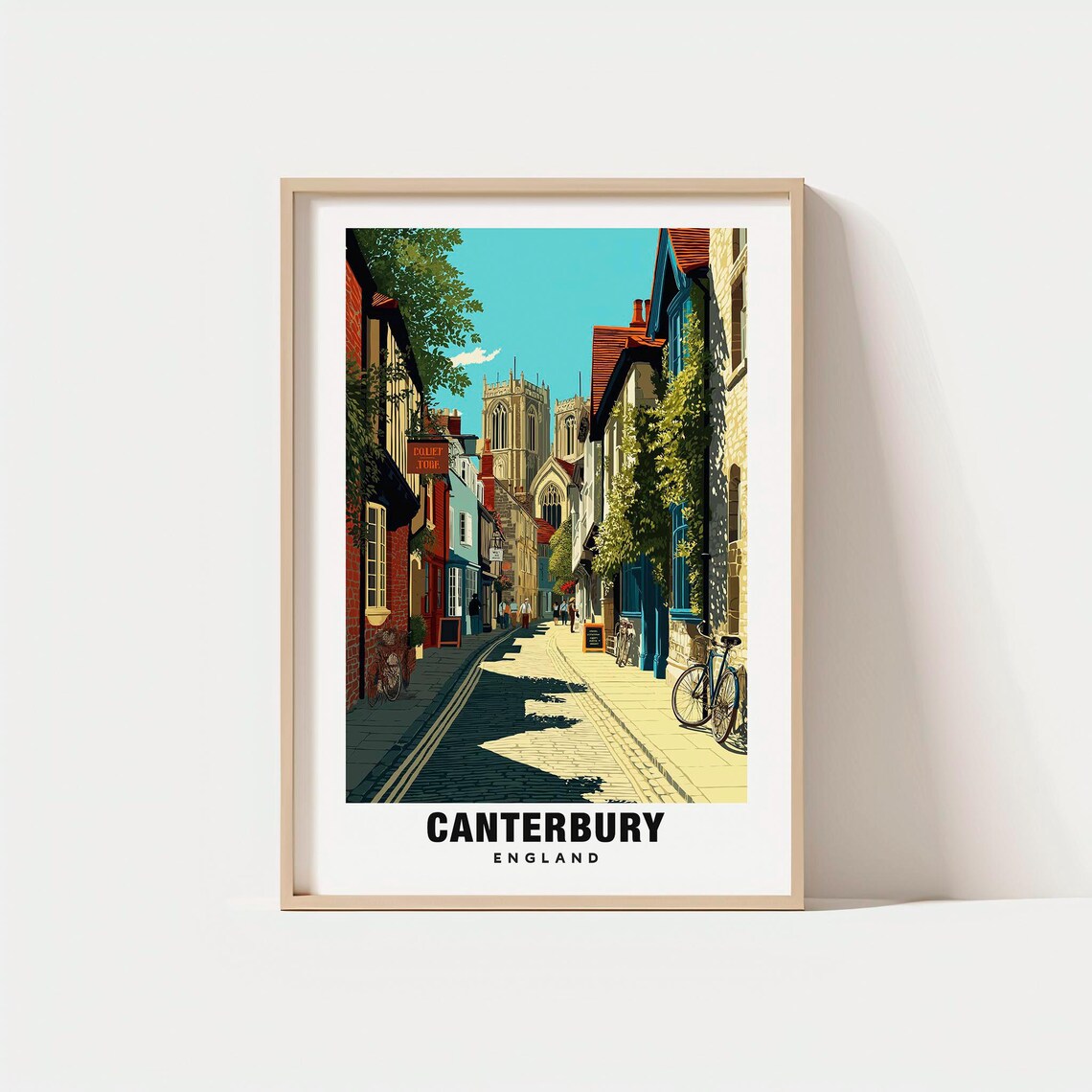 Canterbury England Cathedral Lane Historic City Center Poster