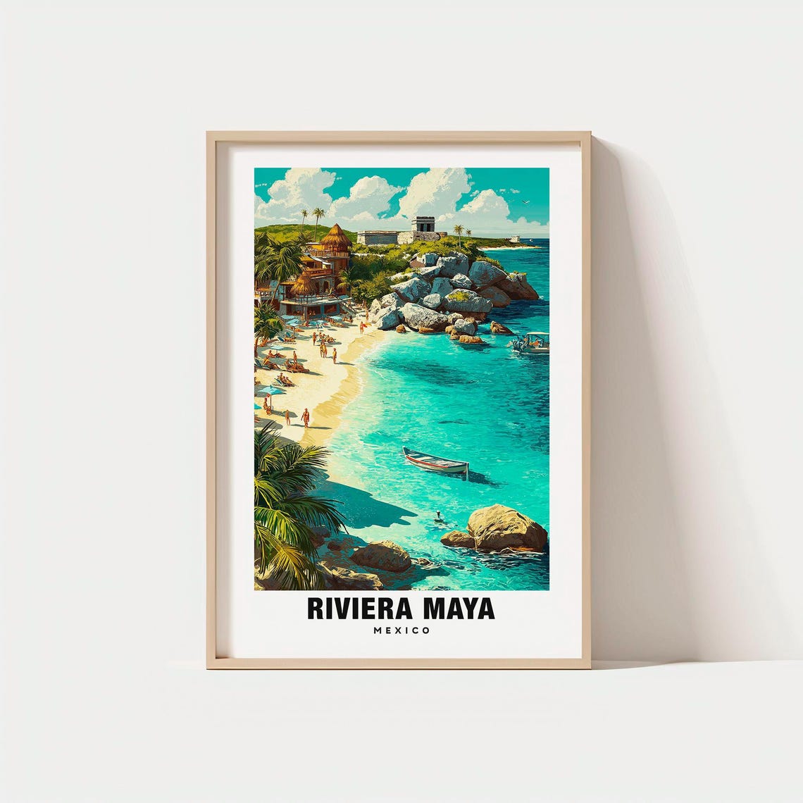 Riviera Maya Mexico Caribbean Beach Mayan Ruins Coast Poster