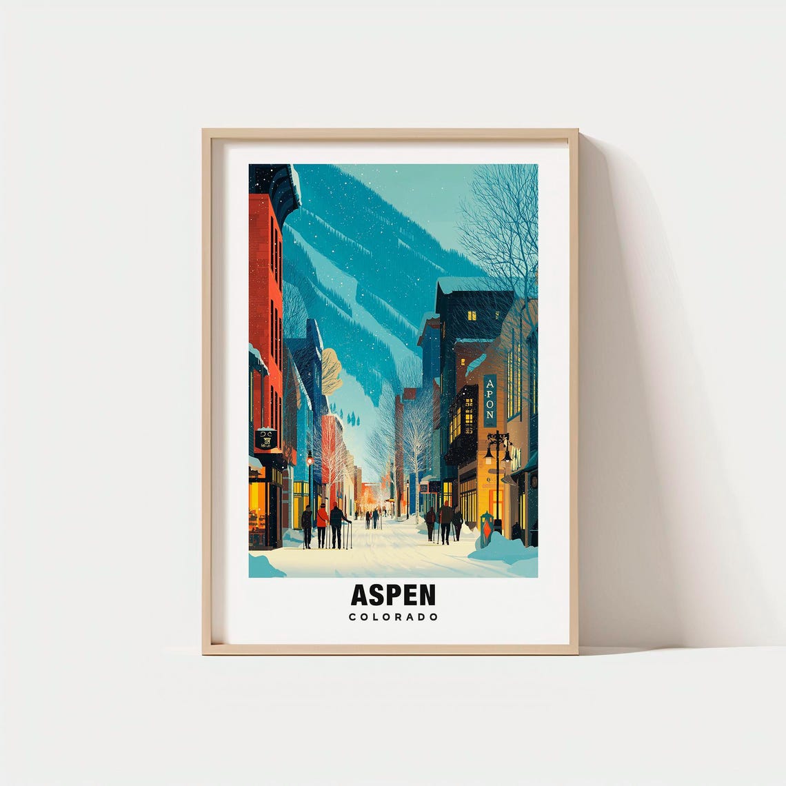 Aspen Colorado Snowy Main Street Mountain Town Winter Poster