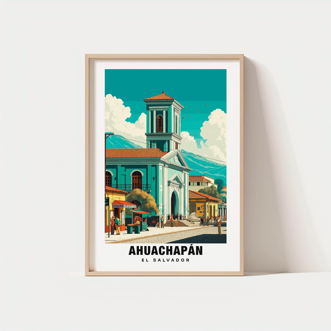 Ahuachapan El Salvador Bell Tower Church Plaza Travel Poster