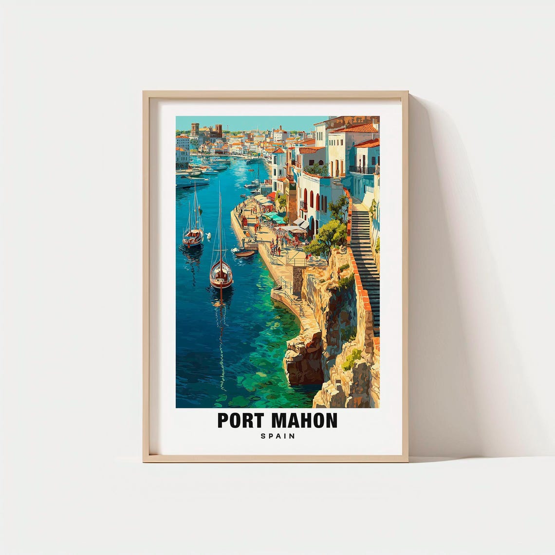 Port Mahon Spain Historic Cliffside Town Mediterranean Harbor Poster