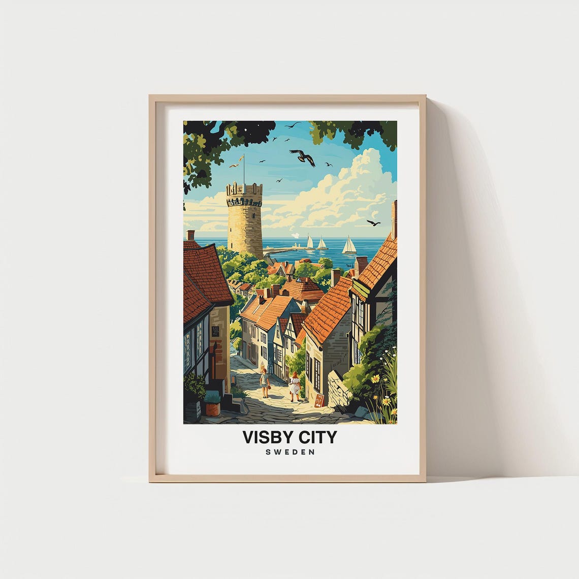 Visby City Wall Travel Print Wall Art Visby Sweden City Print Visby City Wall Travel Gift Visby City Wall Poster