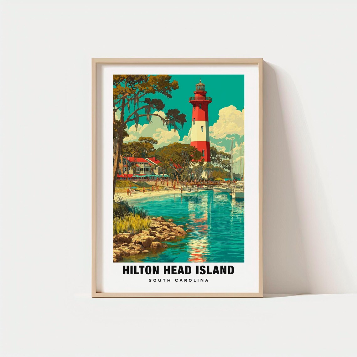 Hilton Head Island South Carolina Lighthouse Harbor Marina Poster