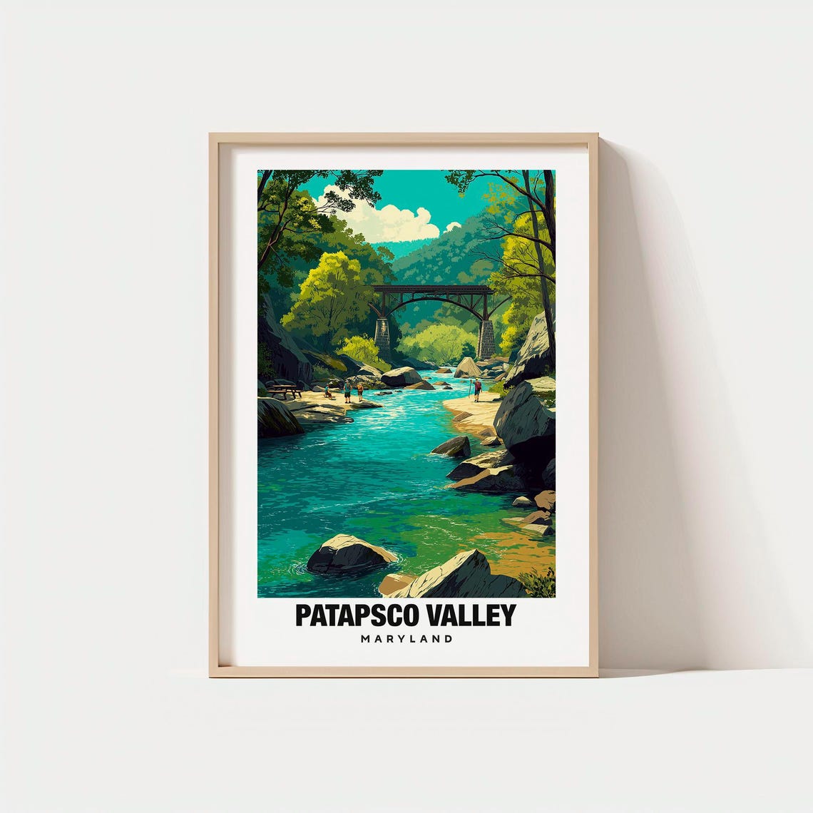 Patapsco Valley Maryland River Gorge Historic Stone Bridge Poster