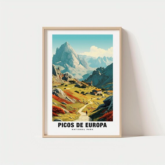 Picos de Europa National Park Mountain Trail Valley Peak Poster
