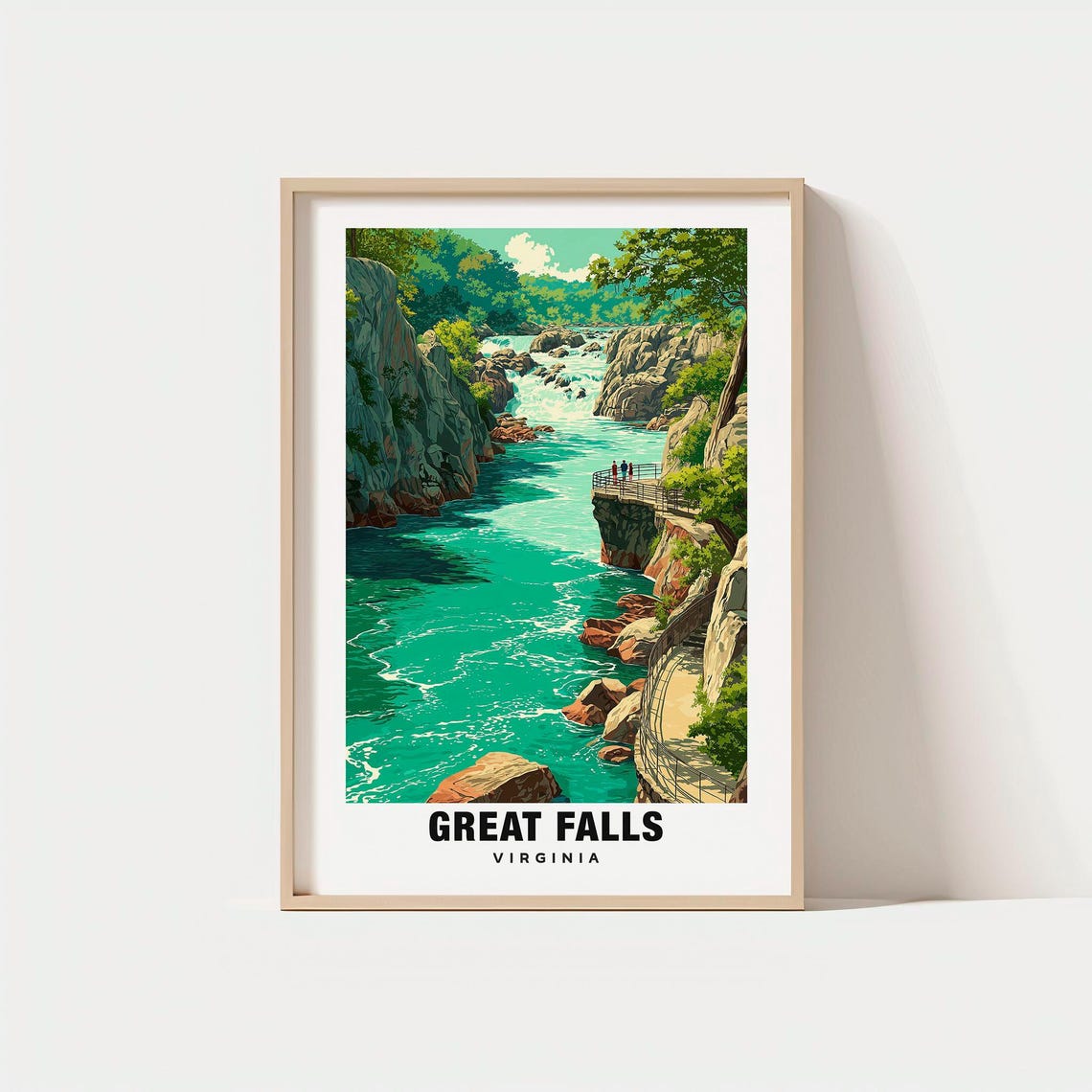 Great Falls Virginia Rushing River Rapids and Rocky Cliffs Poster
