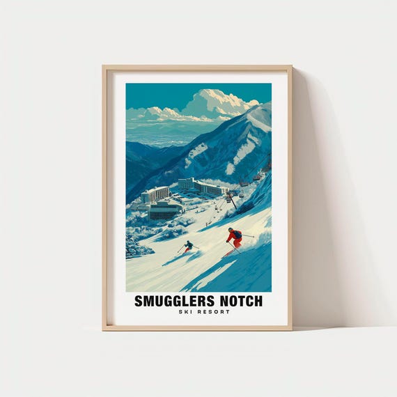 Smugglers Notch Ski Resort Print Usa Poster Views Mountains Charm