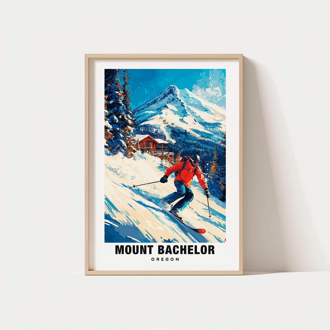 Mount Bachelor Oregon Skier Carving Powder Slope Resort Poster