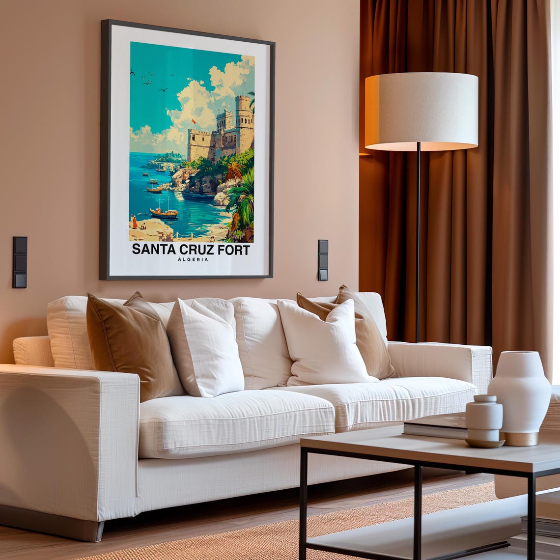 Santa Cruz Fort Print Travel Poster Algerian Art Historic Landmark Coastal Views Scenic Beauty Mediterranean Charm Cultural Heritage - Image 4