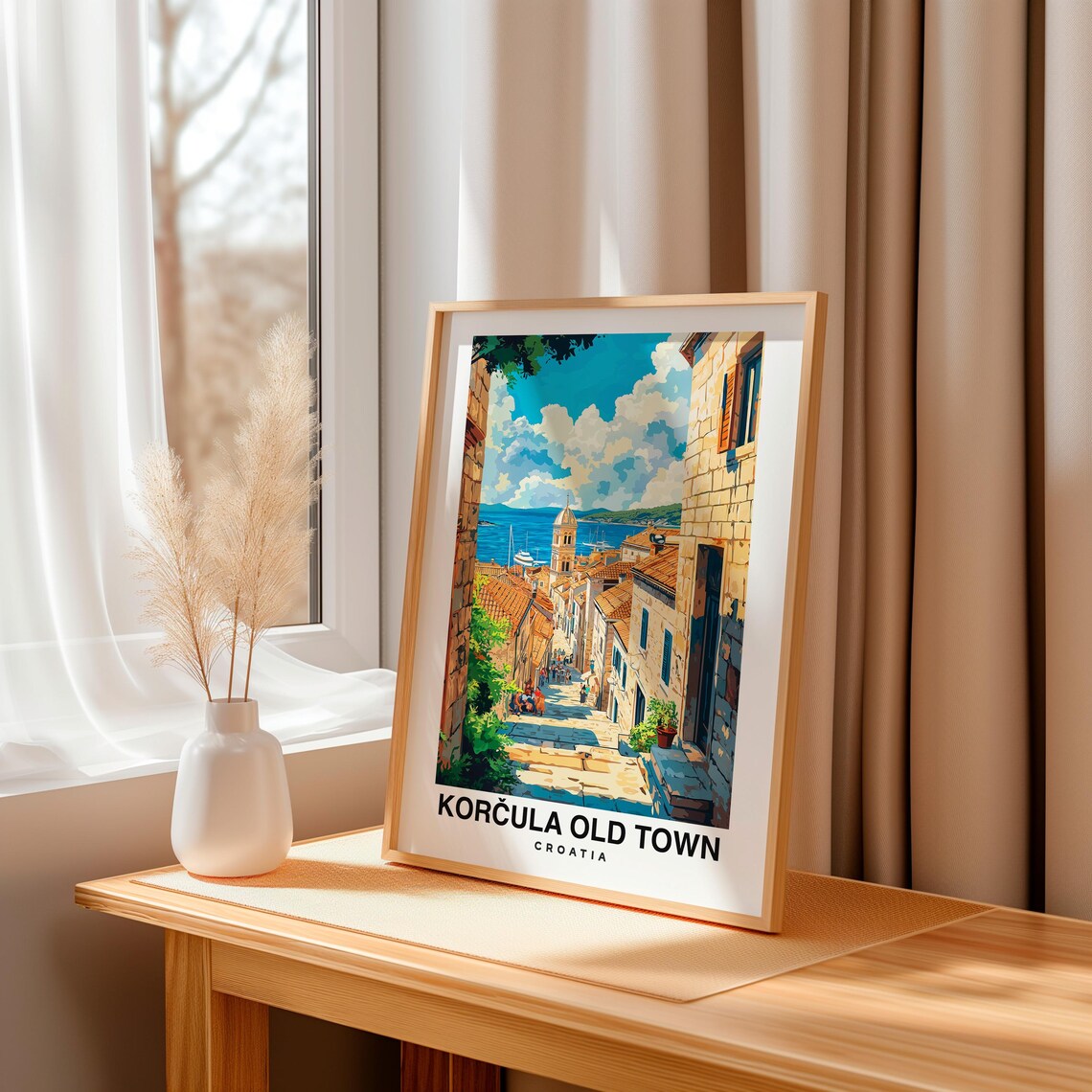 Korula Old Town Travel Print Wall Art Korula Croatia City Print Korula Old Town Travel Gift Korula Old Town Poster Travel Gift - Image 3