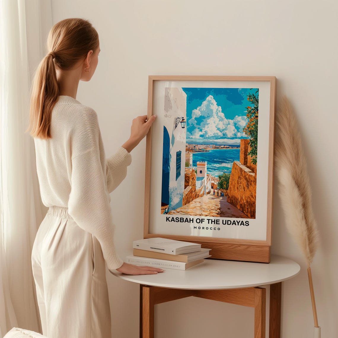 Kasbah Of The Udayas Print Morocco Poster Travel Wall Art Historic Print Scenic Art Coastal View Cultural Landmark Travel Poster - Image 2