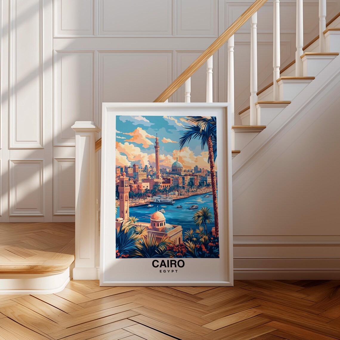 Cairo Print Egypt Poster Travel Wall Art Cityscape Print Africa Poster Historic Art River Nile Decor Scenic Print Travel Poster