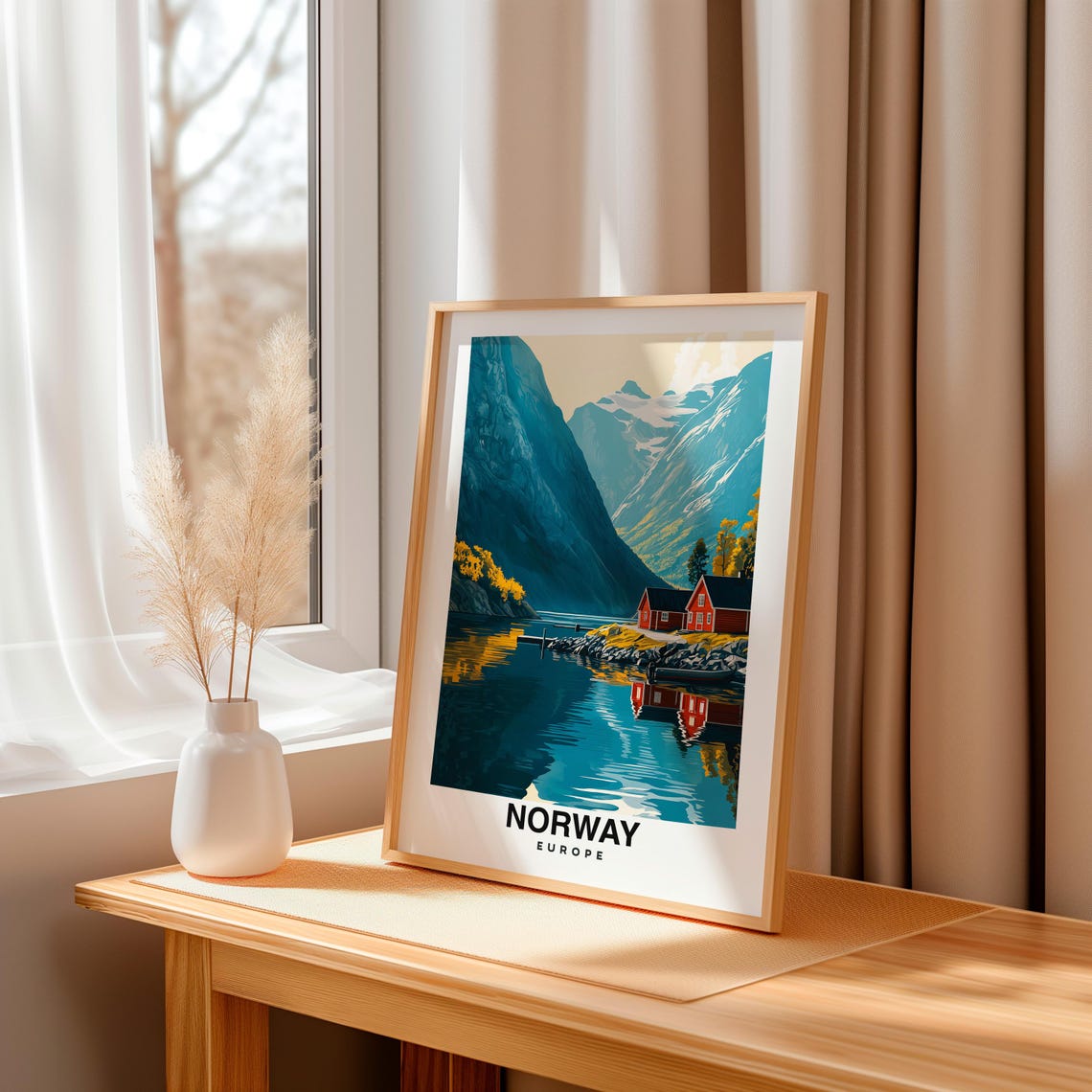 Norway Print Travel Poster Scandinavian Art Scenic Fjords Northern Lights Mountain Views Coastal Beauty Vibrant Culture Nature Print - Image 3