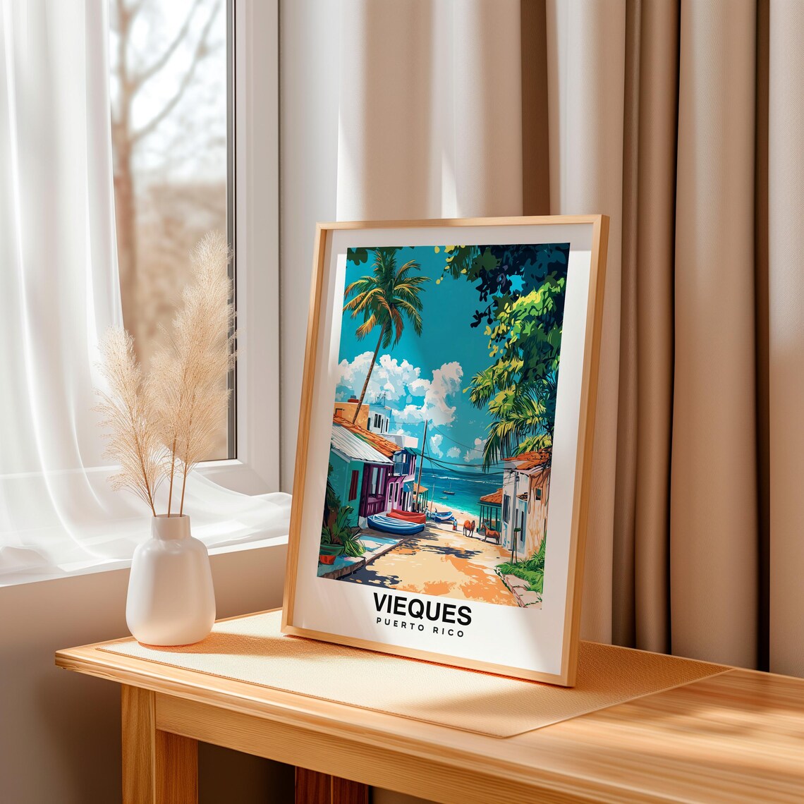Vieques City Print Vieques Travel Poster Puerto Rico Travel Gift Vieques Puerto Rico Poster Vieques Gift Caribbean - Image 3