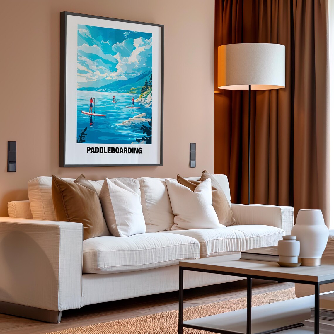 Paddleboarding Calm Lake Mountain View Adventure Sport Poster - Image 4