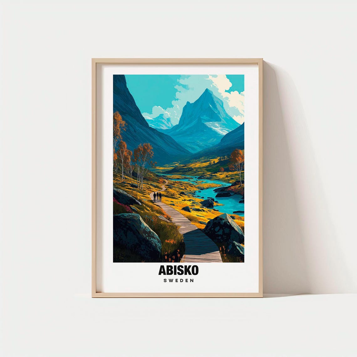 Abisko Sweden Autumn Mountain Valley Hiking Trail Travel Poster